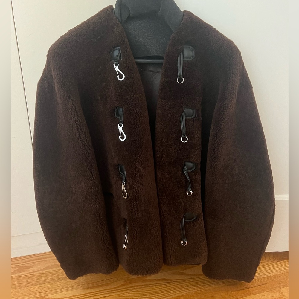 TOTEME brown Lanyard Shearling Jacket